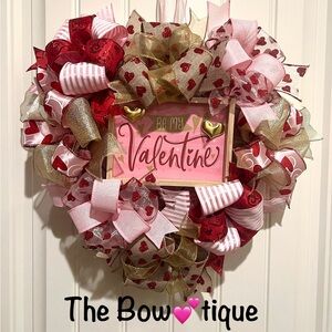 Flash Sale! Handmade 17” Valentine’s Day Ribbon Wreath Hearts in Red & White